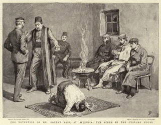 Tilbageholdelsen af hr. Robert Barr i Seleucia, scenen i toldhuset